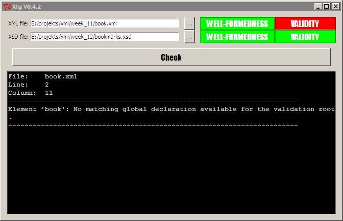 A screenshot of Xtg running